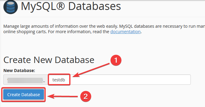 image showing how to create a database in cPanel