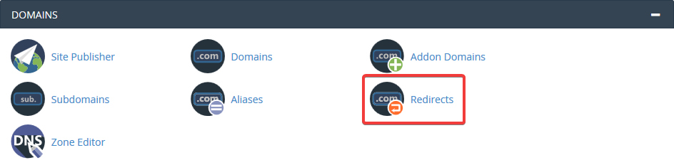 image showing how to create redirects in cPanel