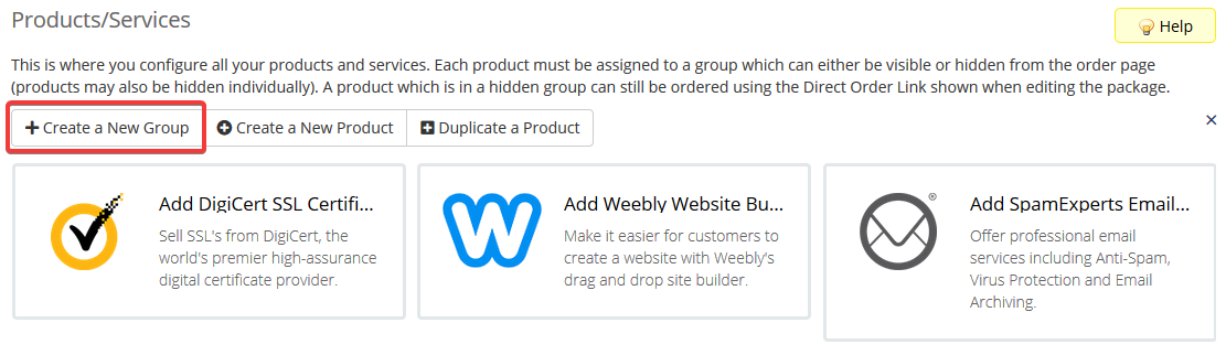 image showing how to add products in WHMCS